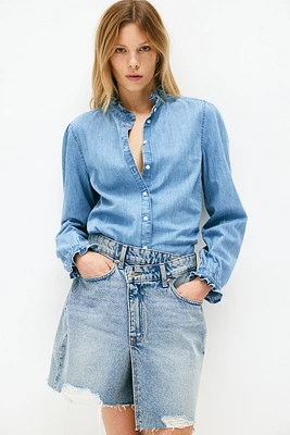 Blouse à volant en denim