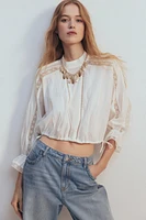 Lace-Inset Cotton Blouse