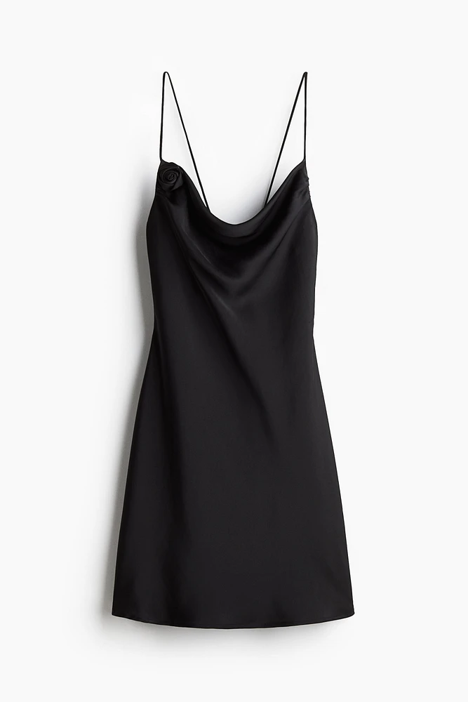 Tie-detail satin slip dress