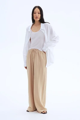 Wide-cut Pull-on Pants