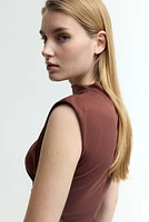 Draped Mock Turtleneck Dress