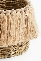 Small seagrass storage basket with tassels