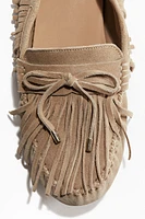 Mocassins frangés en cuir velours