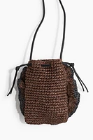 Appliquéd Straw Phone Bag