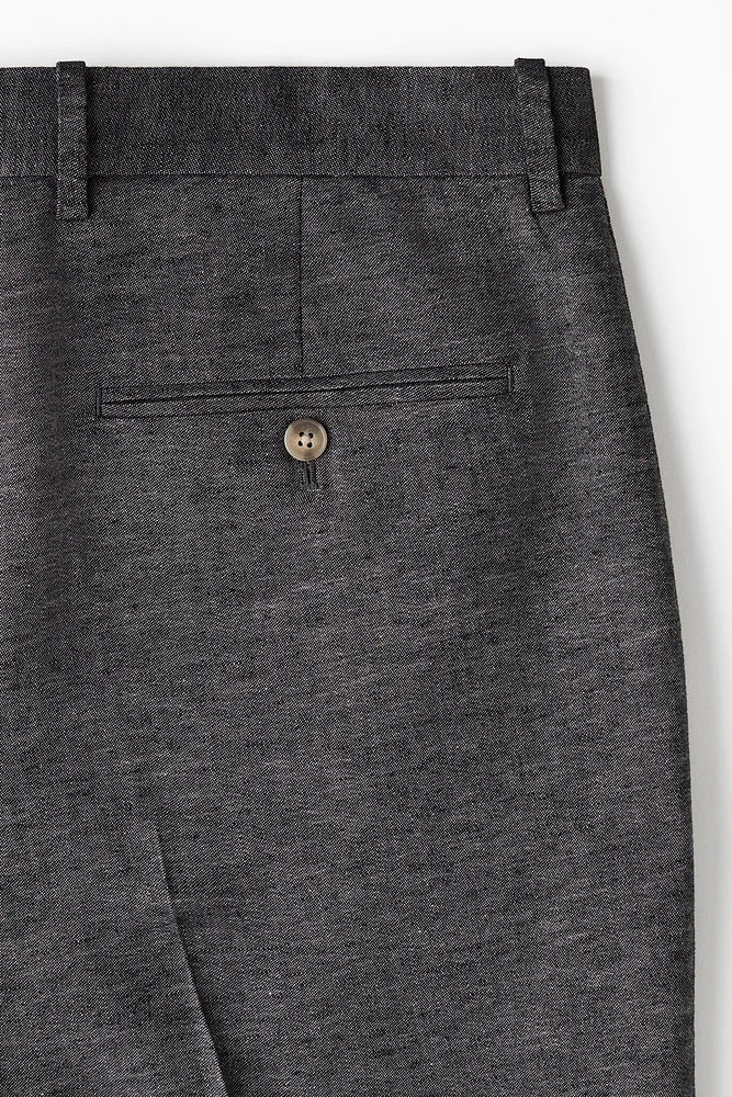 Regular-Fit Tailored Linen-Blend Pants