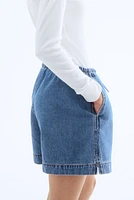 Short en denim avec cordon de serrage