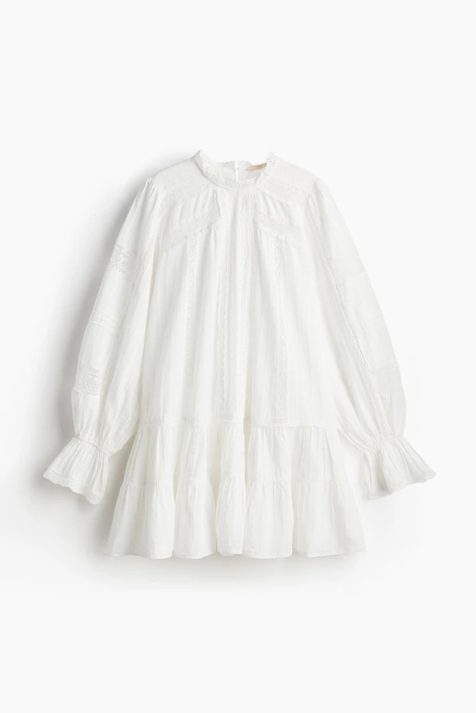 Lace-trimmed Cotton Dress
