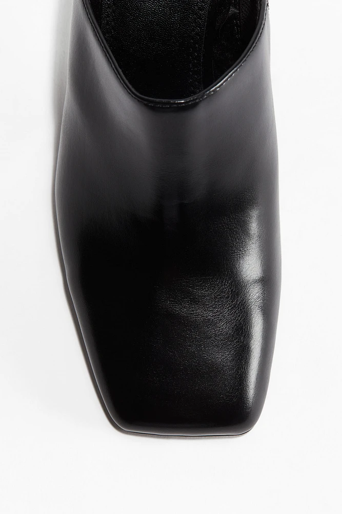 Square-Toe Heeled Mules