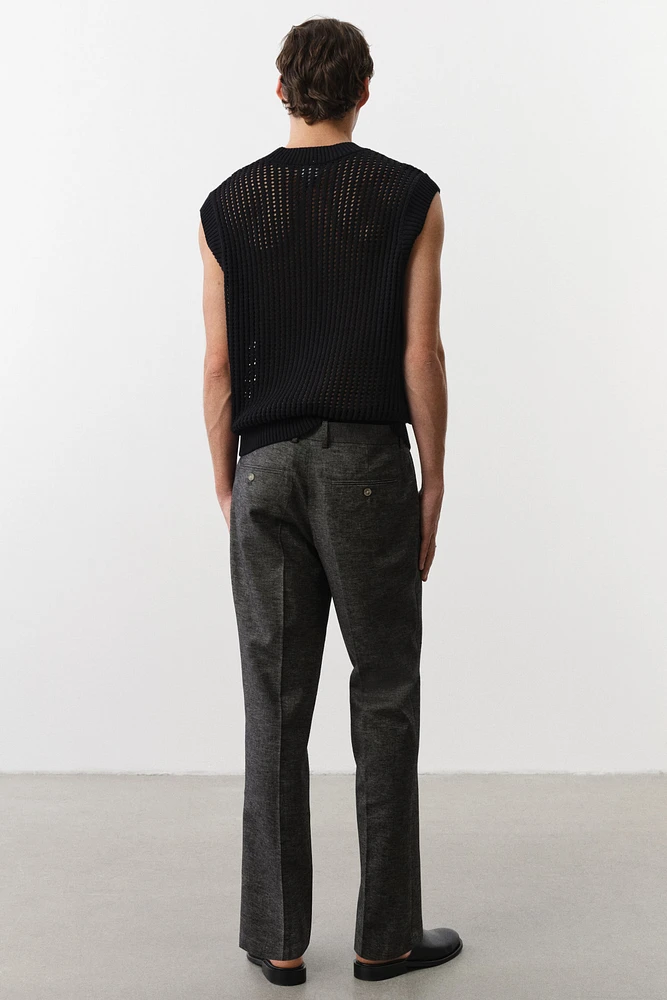 Regular-Fit Tailored Linen-Blend Pants