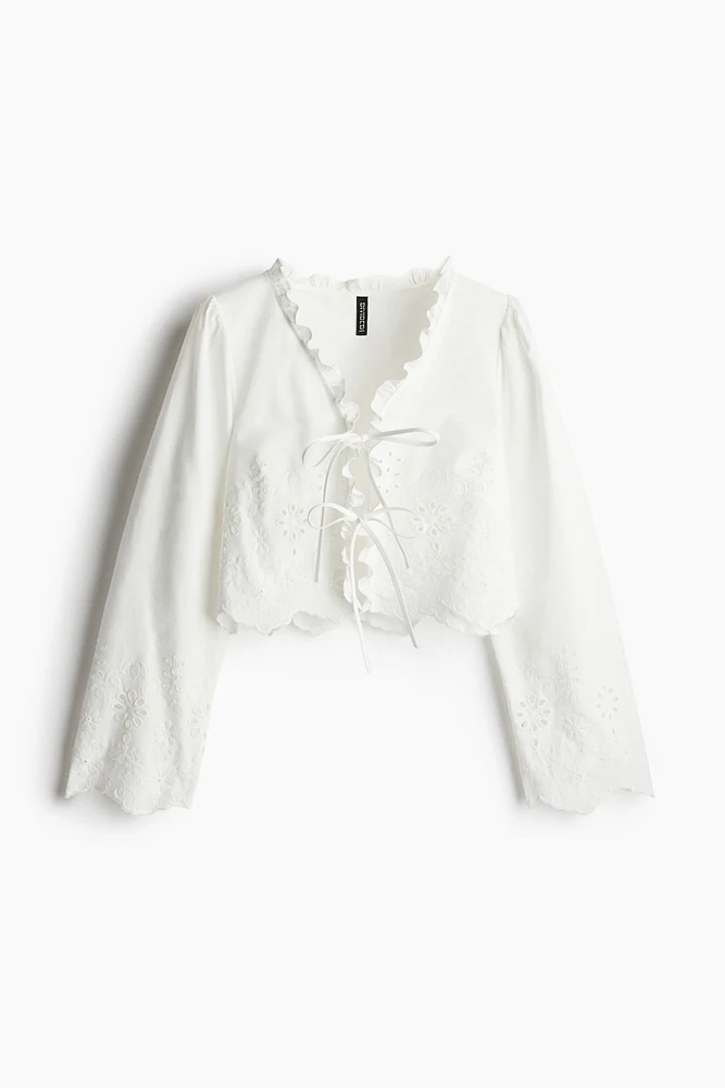 Cotton Blouse with Eyelet Embroidery