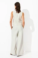 Wide-Leg Linen-Blend Pants