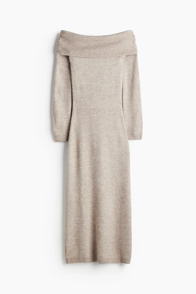 Off-the-Shoulder Fine-Knit Dress