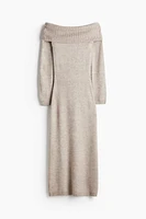 Off-the-Shoulder Fine-Knit Dress