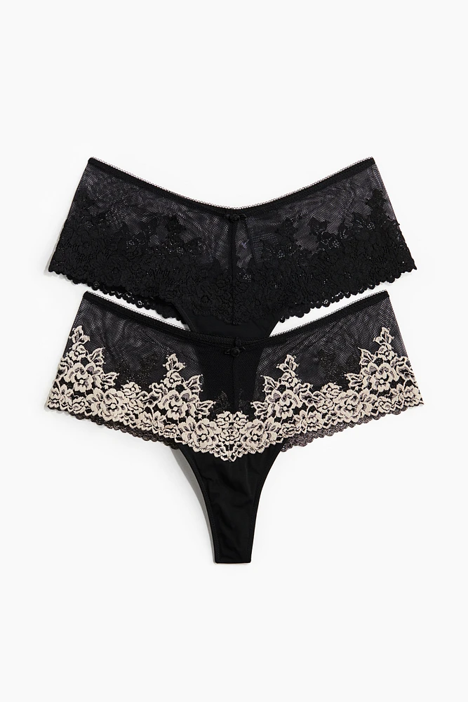 2-Pack Lace Hipster Thong Briefs