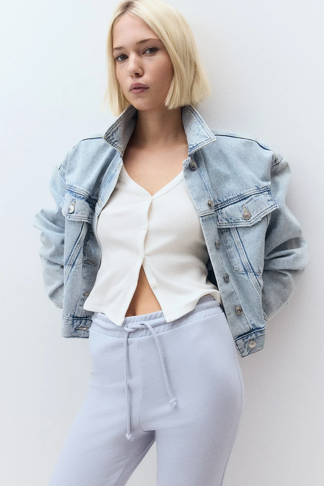 Ribbed Button-Front T-Shirt