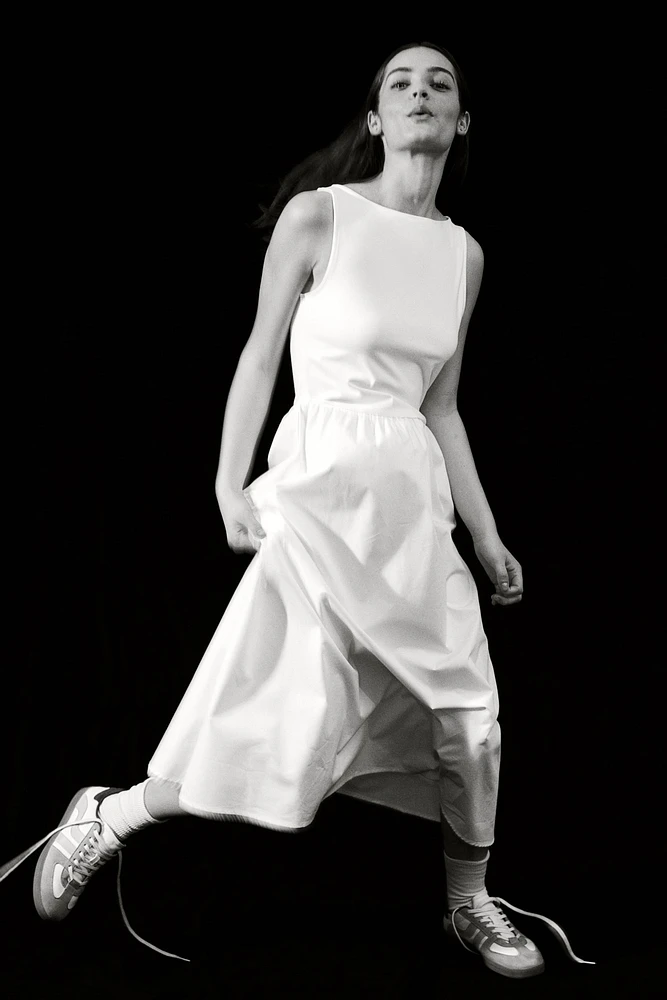 Sleeveless Dress with Flared Skirt