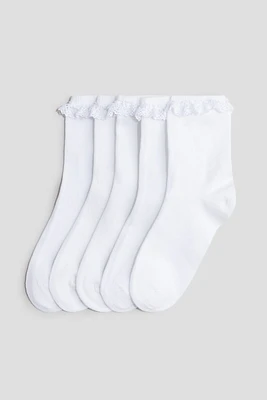 Lot de 5 paires chaussettes scolaires à volants