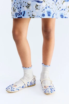 Embroidered Mesh Ballet Flats