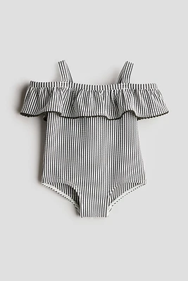Flounced Open-Shoulder Swimsuit