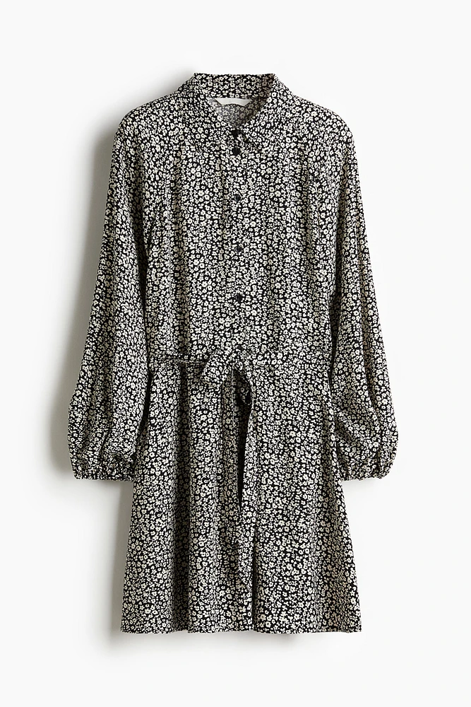 Balloon-sleeved Shirt Dress