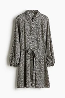Balloon-sleeved Shirt Dress