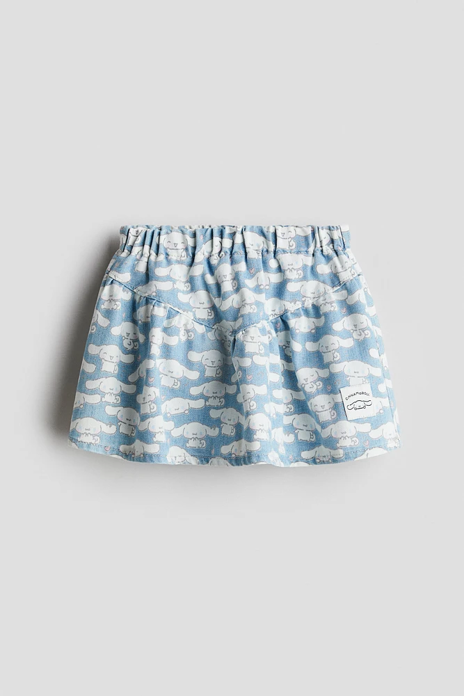 Printed denim skirt