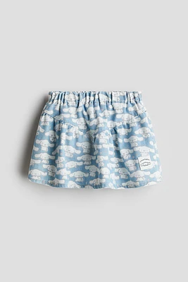 Printed denim skirt