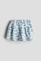 Printed denim skirt