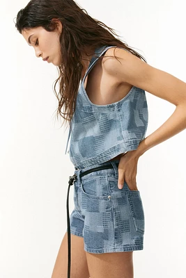 Patchwork-Look Denim Vest