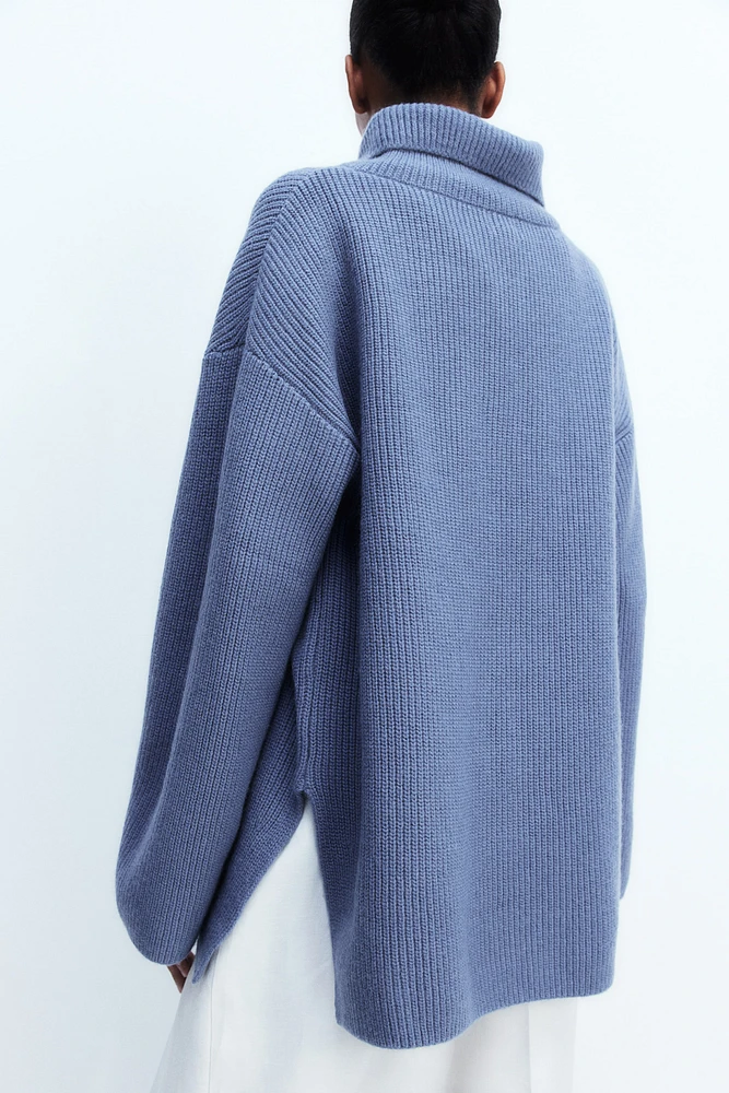 Rib-knit Half-zip Sweater
