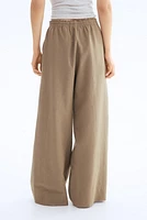 Wide-Leg Linen-Blend Pants