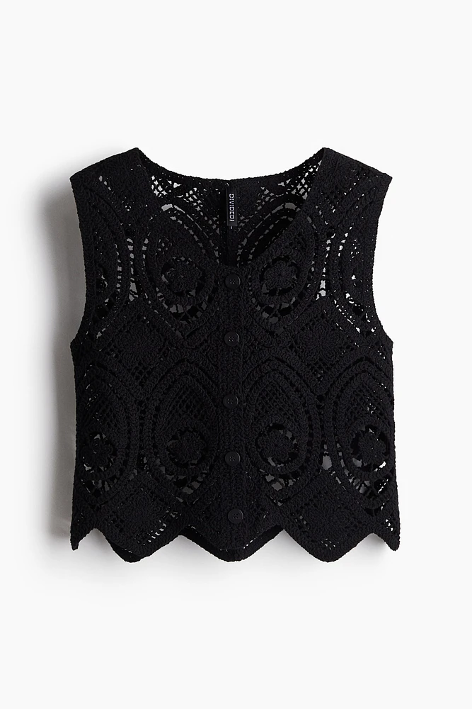 Crochet-Look Sweater Vest