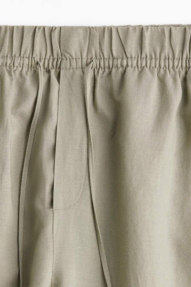 Linen-Blend Drawstring Pants