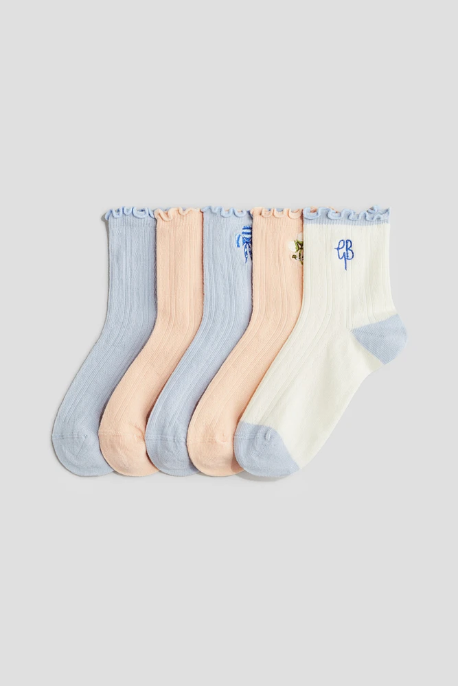 5-Pack Overlocked-Edge Pointelle Socks