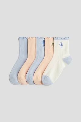 5-Pack Overlocked-Edge Pointelle Socks