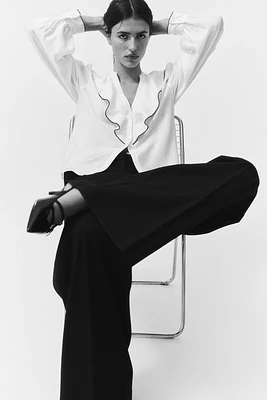 Flounce-Trimmed Blouse