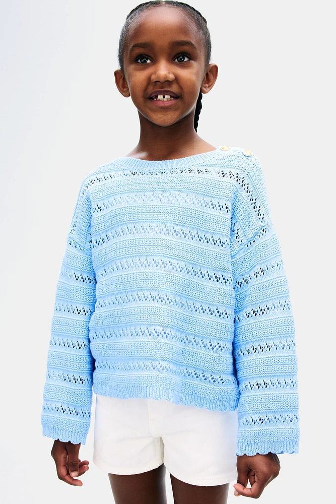 Pointelle-Knit Cotton Sweater