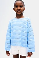 Pointelle-Knit Cotton Sweater