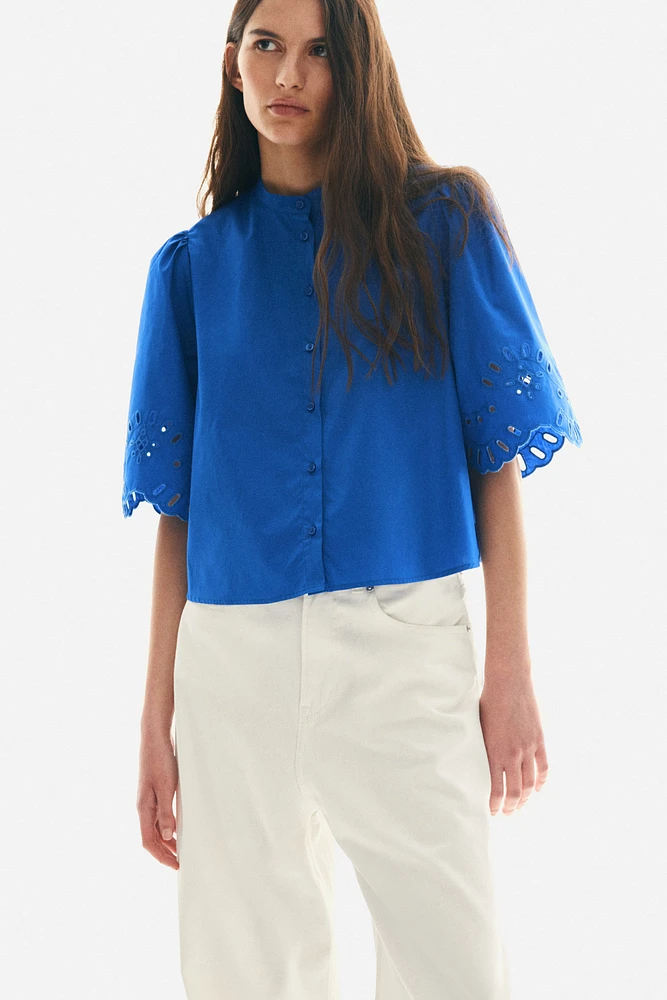 Puff-Sleeved Cotton Blouse