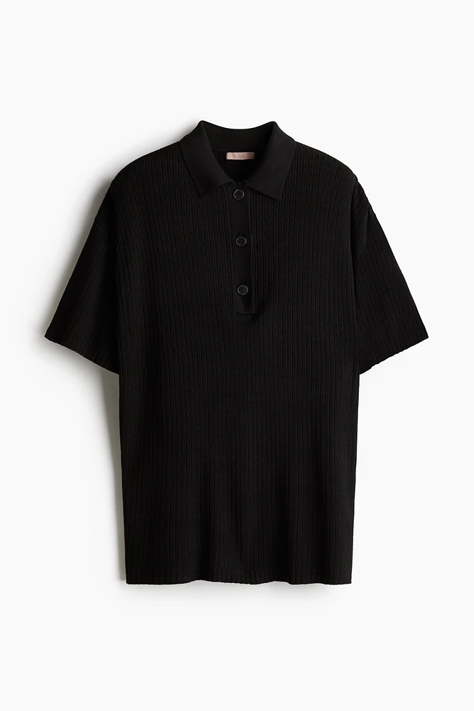 Pointelle-Knit Polo Shirt