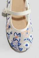 Embroidered Mesh Ballet Flats