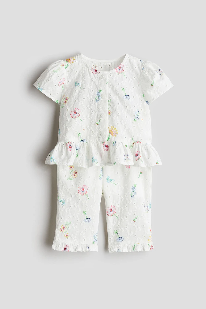 2-Piece Eyelet-Embroidered Set