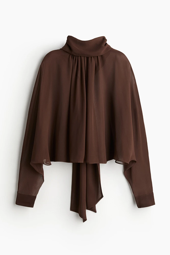 Tie-Neck Chiffon Blouse