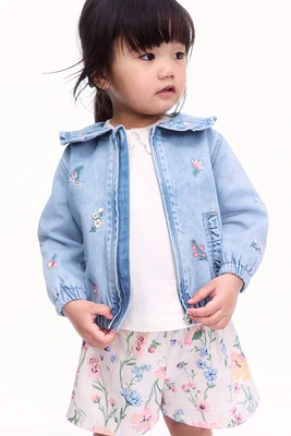 Embroidered-Detail Denim Jacket