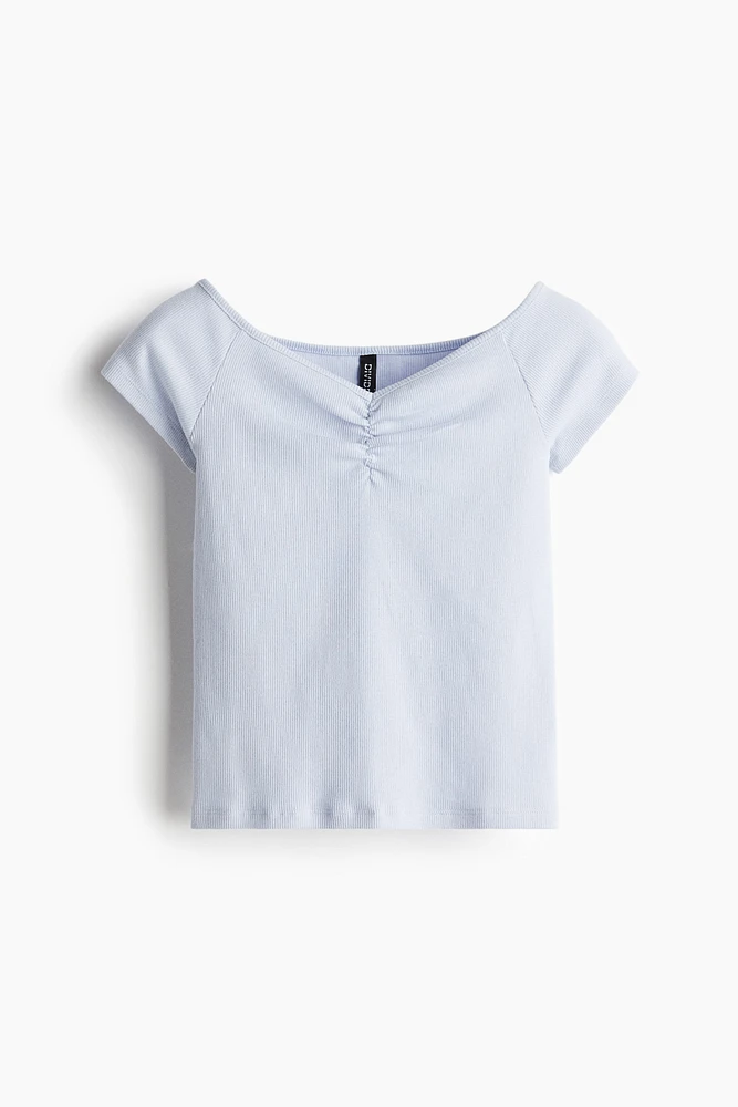 Ribbed Boat-Neck Top
