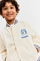 Twill Baseball Jacket with Printed Motif