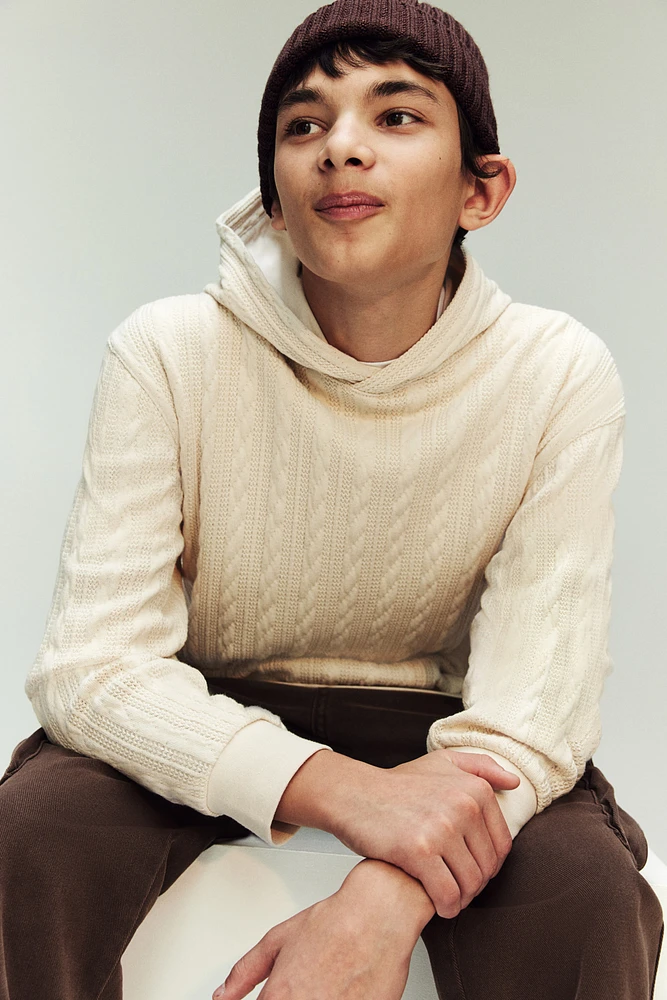 Cable-Knit-Look Hoodie