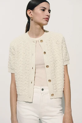 Textured-Knit Cardigan
