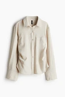 Gathered linen-blend shirt