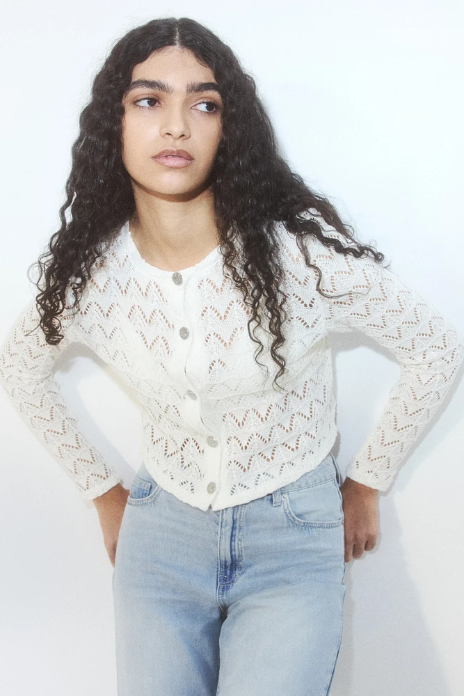 Pointelle-Knit Cardigan